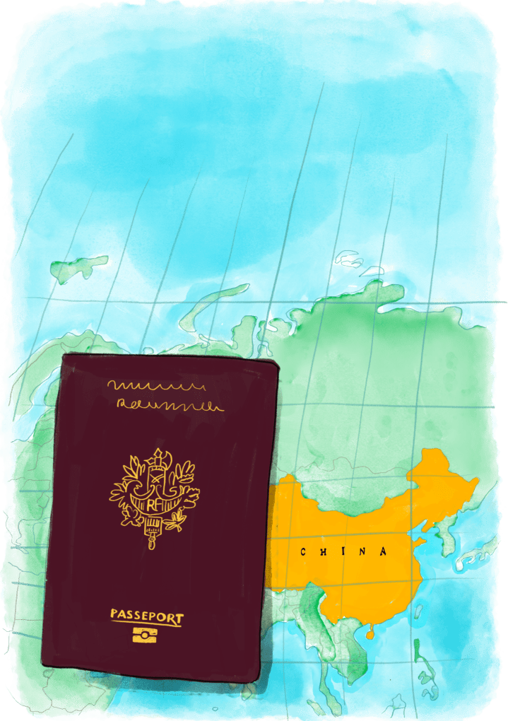 Passeport sur une carte de Chine