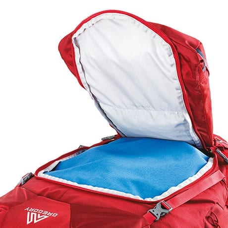 Front U-shaped opening on the Gregory Baltoro backpack