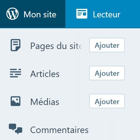 Screenshot administration Wordpress