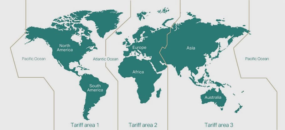 Carte zones IATA