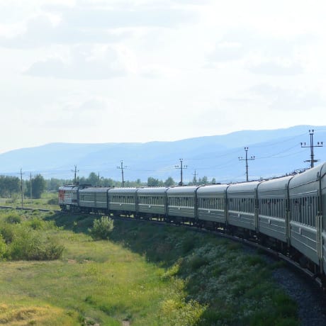 Outside view of Trans-Mongolian train