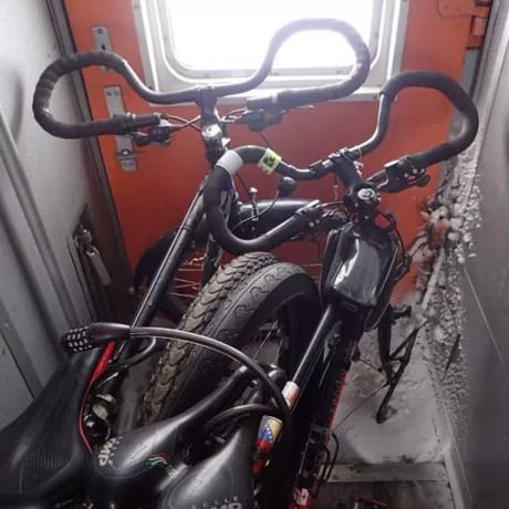 Bicycle stored in the intercar