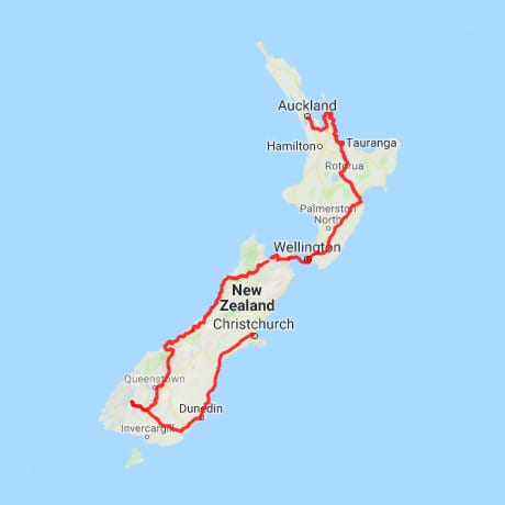 Itinéraire Nouvelle Zélande