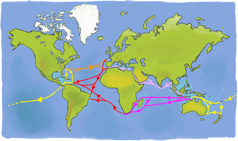 Great maritime routes of the world by sail