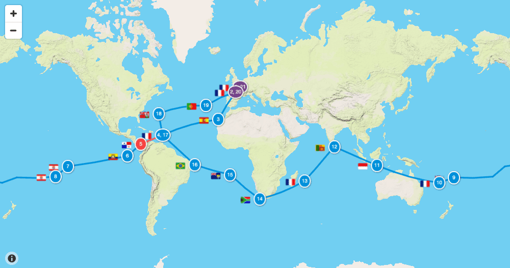 Itinéraire tour du monde en voilier 12