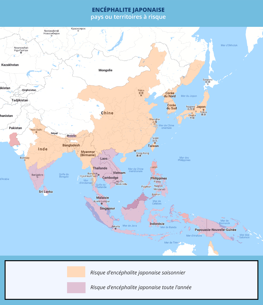 Encéphalite japonaise carte des pays à risque