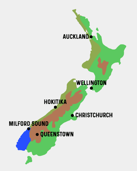 Carte zones Climatiques en Nouvelle-Zelande