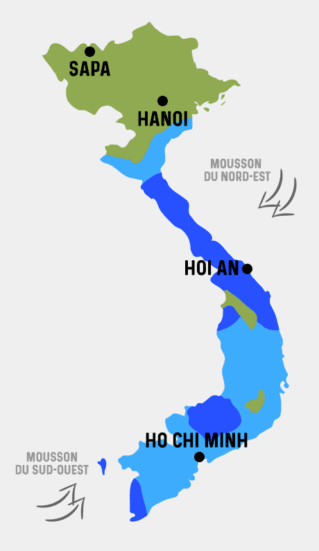 Carte différents types de Climats au Vietnam