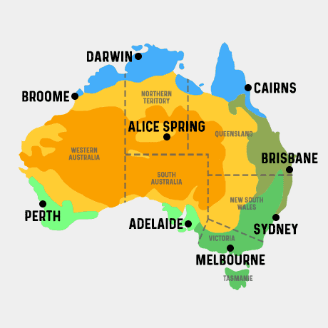 Carte différents Types de Climats en Australie