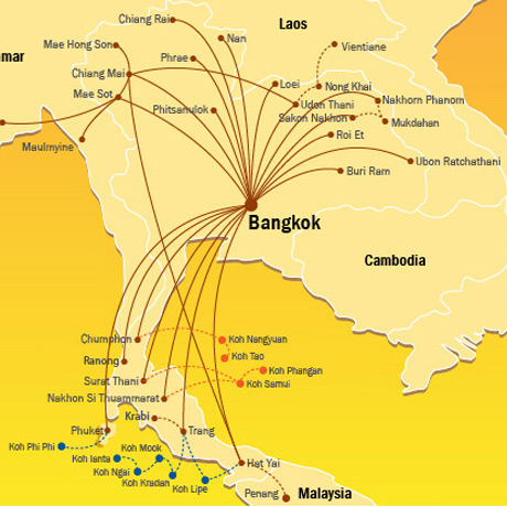Carte Trajets Avion Thaïlande