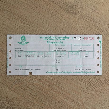 Ticket Train Thaïlande