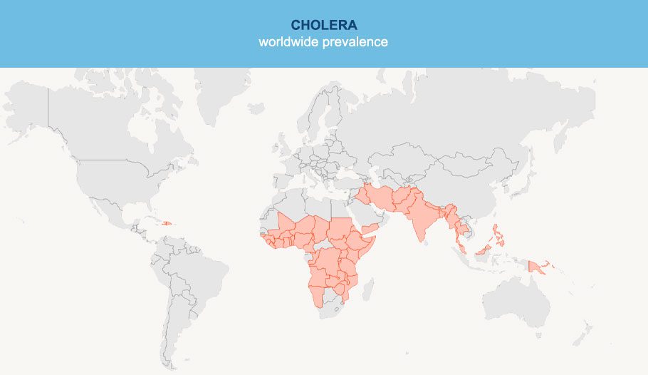 Cholera worldwide prevalence Map