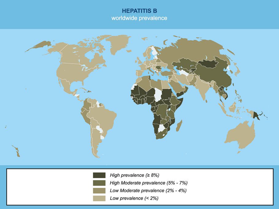 HepatiteB worldwide prevalence Map