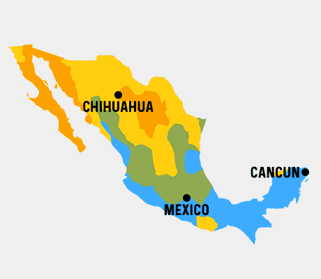 Carte différents Types De Climats Mexique