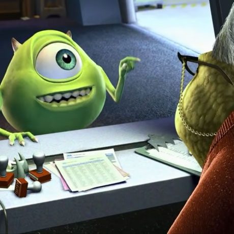 Monsters Inc movie- Mike And Roz Talking