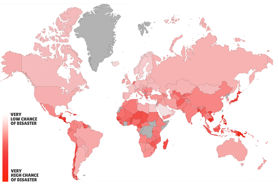 World Map Natural Disaster Rate