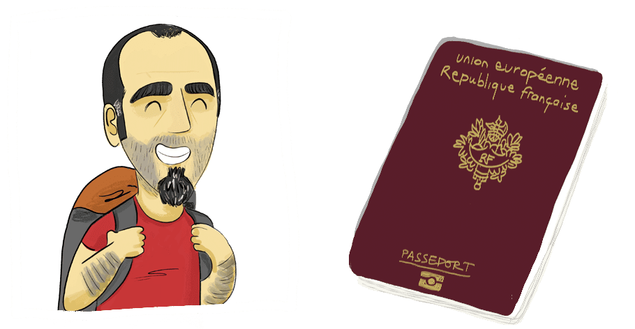 Portrait de François dans un cadre avec un passeport