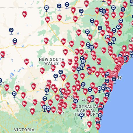 Carte des Bureaux des Transport New South Wales Australie