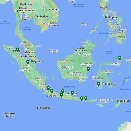 Points d'entrée/sortie intéressants pour un itinéraire en Indonésie