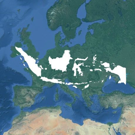 Carte comparaison de la taille Europe vs Indonésie