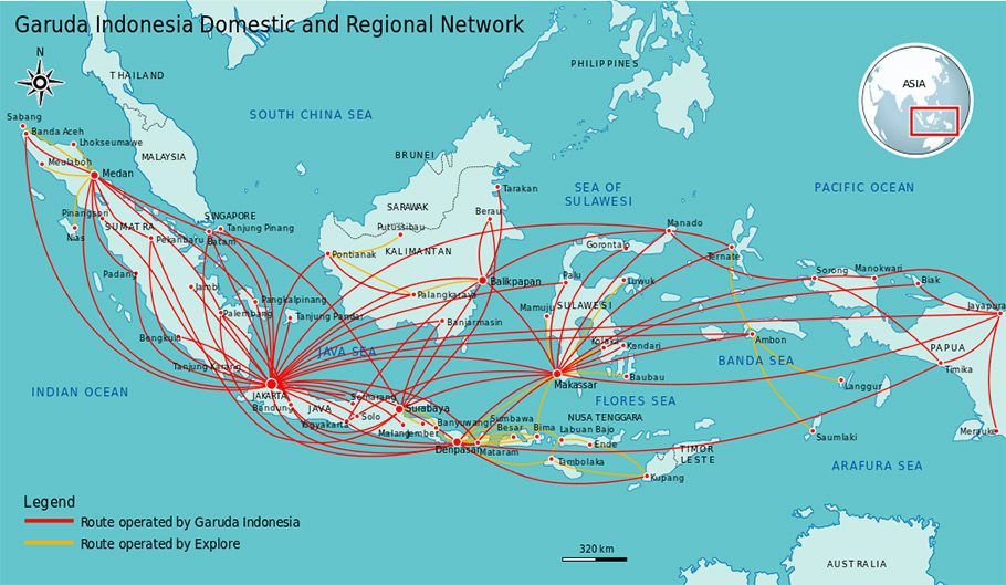 Routes Compagnie Aerienne Garuda Indonesie