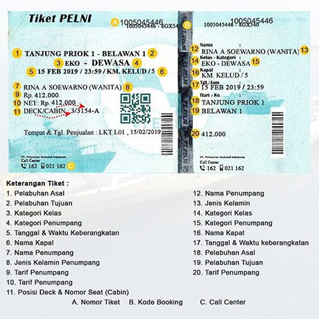 Ticket Pelni et détails des informations