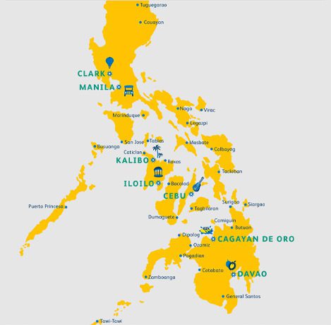 Carte des destinations - Cebu Pacific Air Philippines