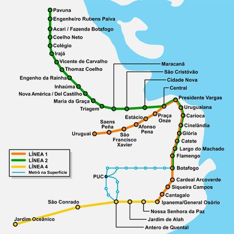 Carte du Metro de Rio au Brésil