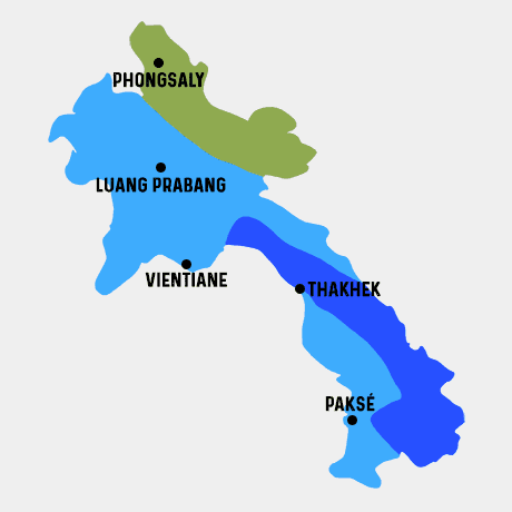 Carte différentes zones Climatiques au Laos