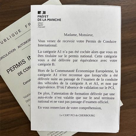 Information concernant l'équivalence du permis A1 Permis De Conduire International